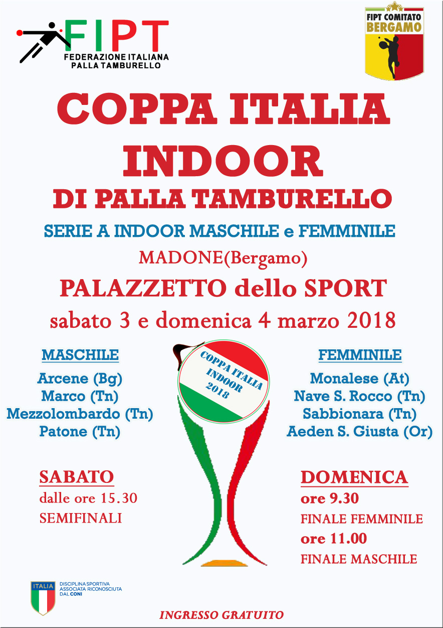 Locandina Coppa Italia Indoor 2018