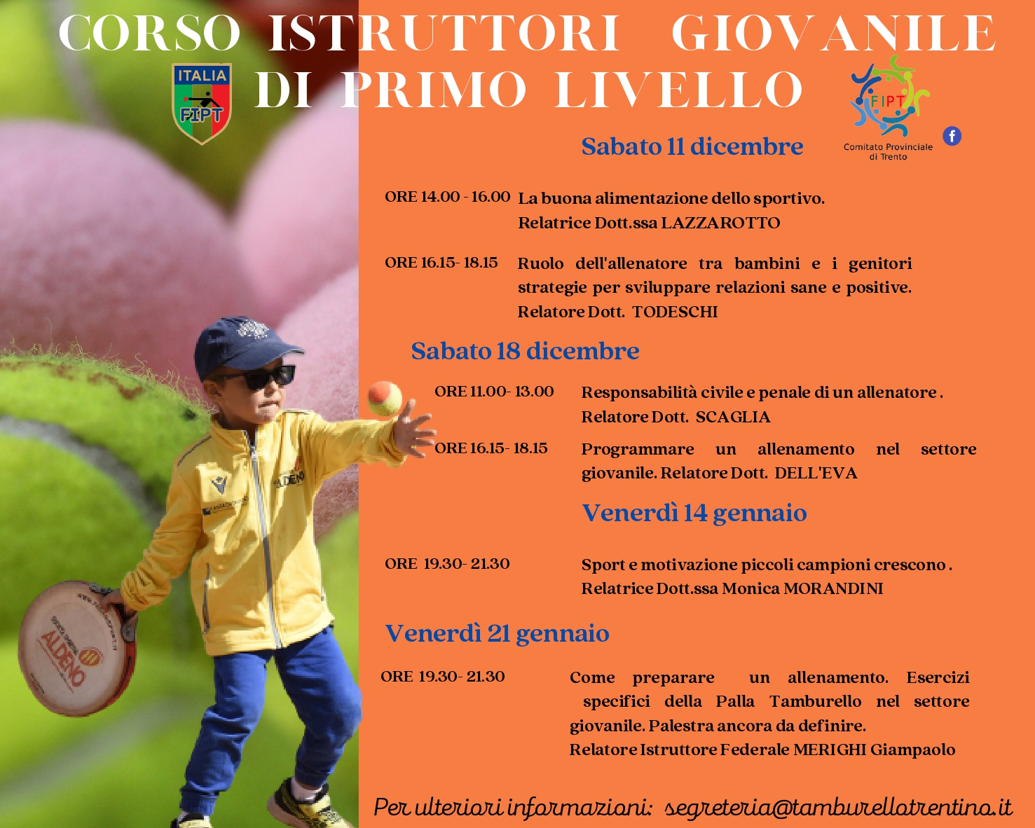 Corso istruttori giovanili - I livello FIPT