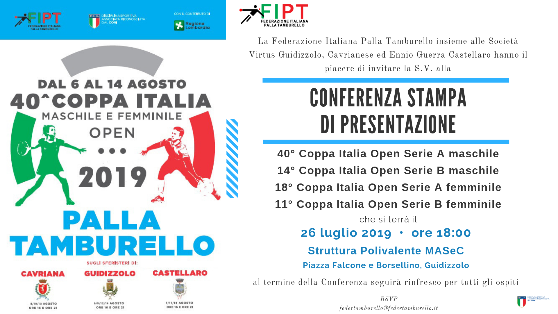 Conferenza Stampa di Presentazione COPPA ITALIA Open 2019