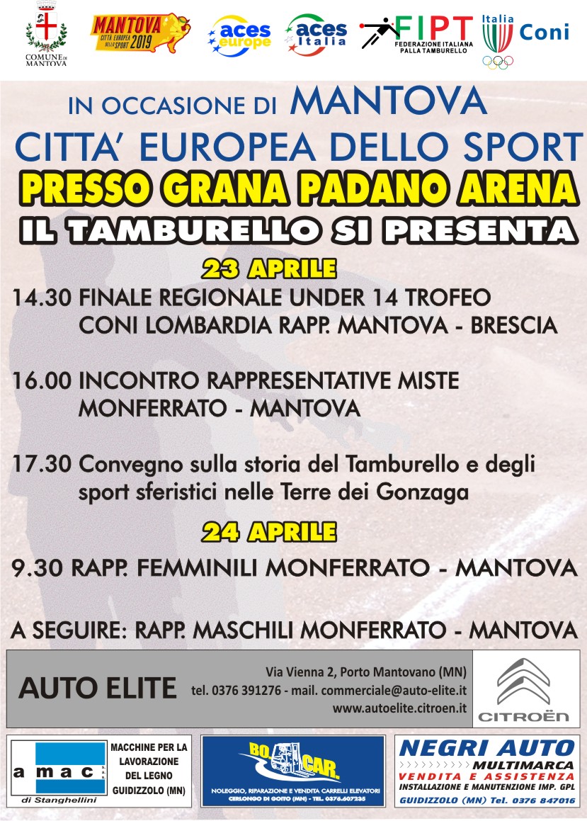 Locandina programma gare MantovaCittàEuropeaDelloSport2019